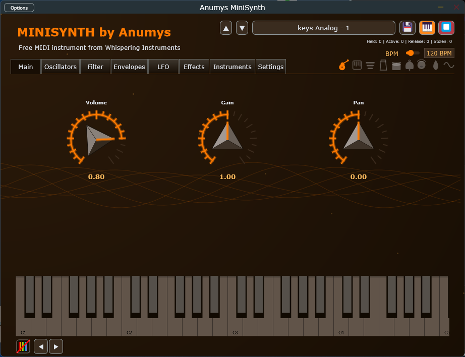 Anumys MiniSynth synthesizer interface